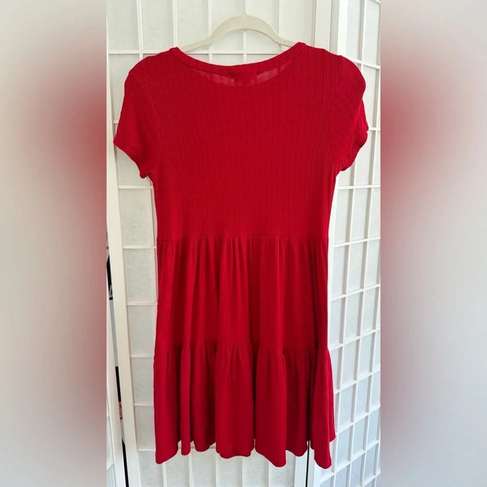 See You Monday Red Mini Short Sleeve Dress Size Medium - Picture 6 of 6